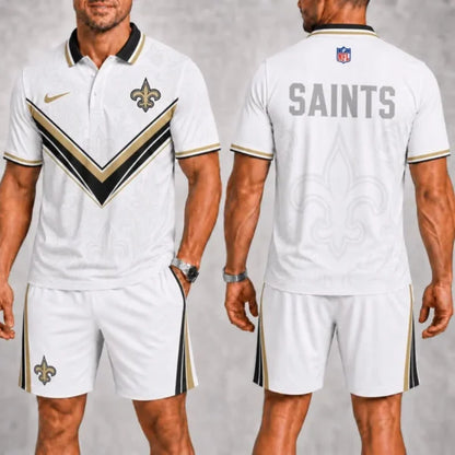 [SPECIAL OFFER] NEW CUSTOMIZED NFL24 NOS NEW ORLEANS SAINTS POLO SHIRT & SHORT PANTS