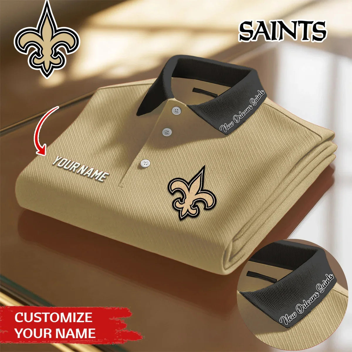 [SPECIAL OFFER] NEW CUSTOMIZED NFL24 NOS NEW ORLEANS SAINTS POLO SHIRT