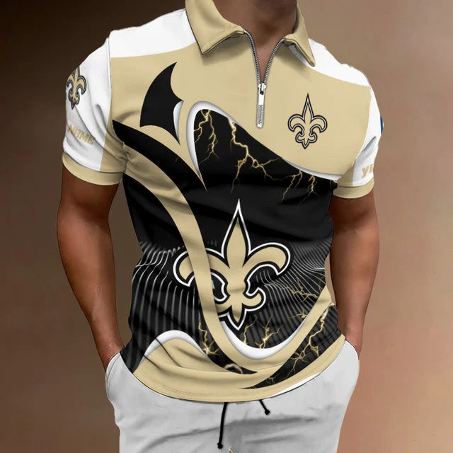 [SPECIAL OFFER] NEW CUSTOMIZED NFL24 NOS NEW ORLEANS SAINTS ZIP POLO SHIRT
