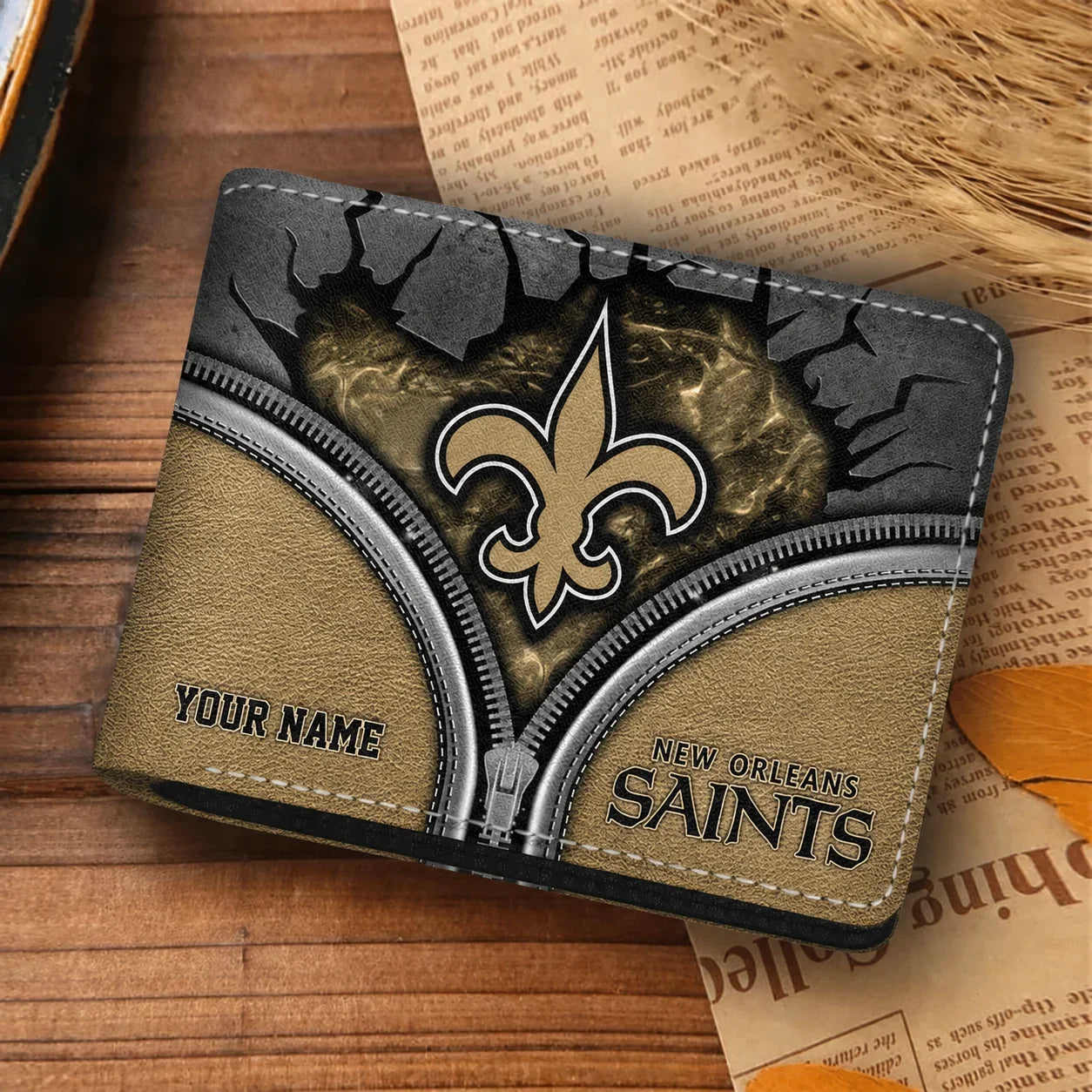 [SPECIAL OFFER] NEW CUSTOMIZED NFL24 NOS NEW ORLEANS SAINTS LEATHER WALLET