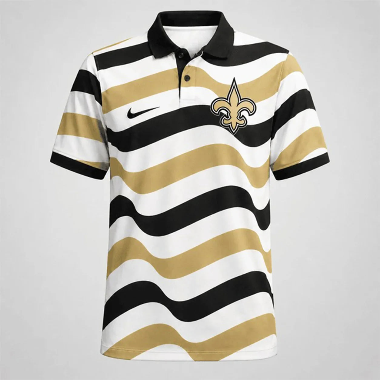 [SPECIAL OFFER] NEW CUSTOMIZED NFL24 NOS NEW ORLEANS SAINTS STRIPED POLO SHIRT