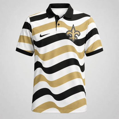 [SPECIAL OFFER] NEW CUSTOMIZED NFL24 NOS NEW ORLEANS SAINTS STRIPED POLO SHIRT