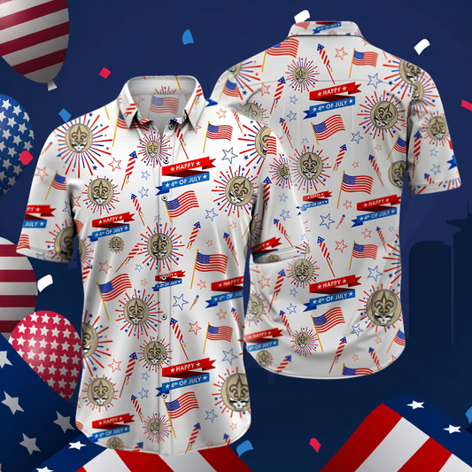 [SPECIAL OFFER] NEW CUSTOMIZED NFL24 NOS NEW ORLEANS SAINTS PATRIOTIC 250 USA HAWAIIAN SHIRT