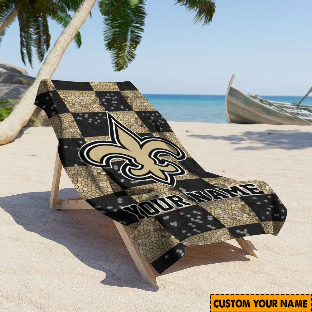[SPECIAL OFFER] NEW CUSTOMIZED NFL24 NOS NEW ORLEANS SAINTS BEACH TOWEL