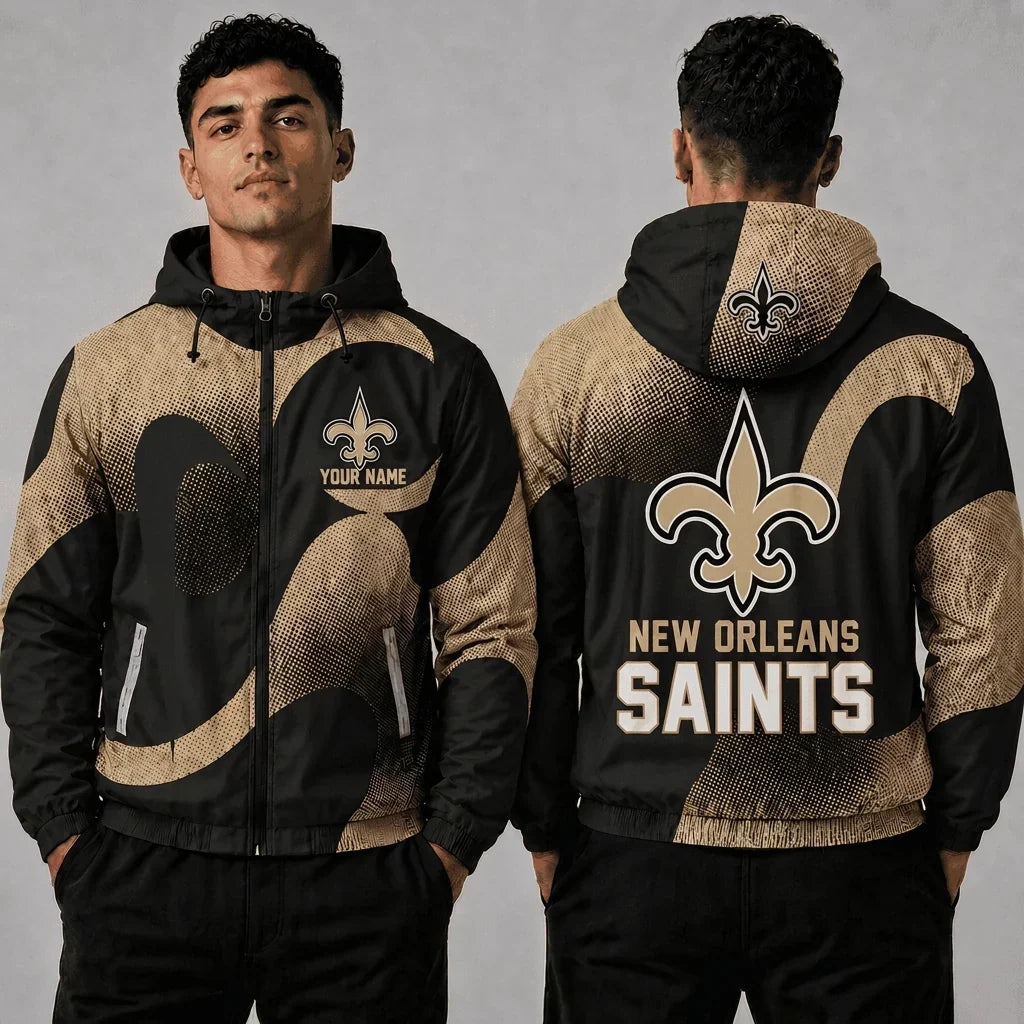 [SPECIAL OFFER] NEW CUSTOMIZED NFL24 NOS NEW ORLEANS SAINTS WINDBREAKER JACKET
