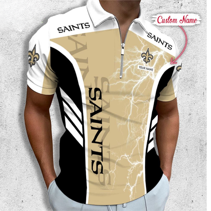 [SPECIAL OFFER] NEW CUSTOMIZED NFL24 NOS NEW ORLEANS SAINTS ZIP POLO SHIRT