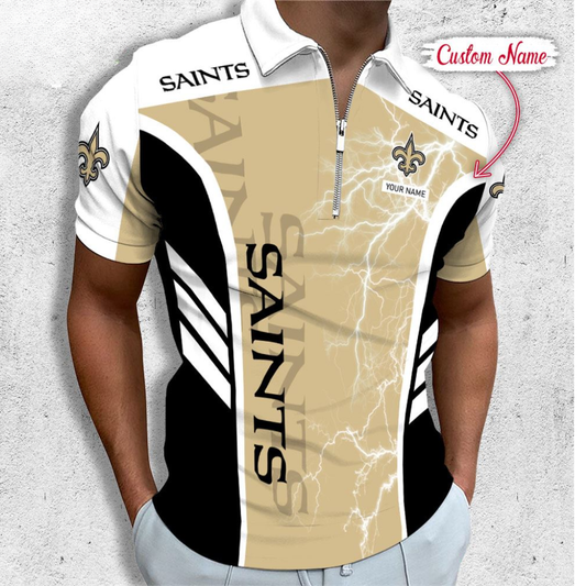 [SPECIAL OFFER] NEW CUSTOMIZED NFL24 NOS NEW ORLEANS SAINTS ZIP POLO SHIRT