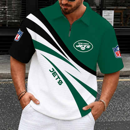 [SPECIAL OFFER] NEW CUSTOMIZED NFL25 NYJ NEW YORK JETS QUARTER-ZIP POLO SHIRT