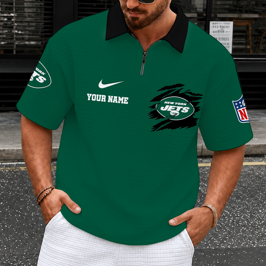 [SPECIAL OFFER] NEW CUSTOMIZED NFL25 NYJ NEW YORK JETS QUARTER-ZIP POLO SHIRT