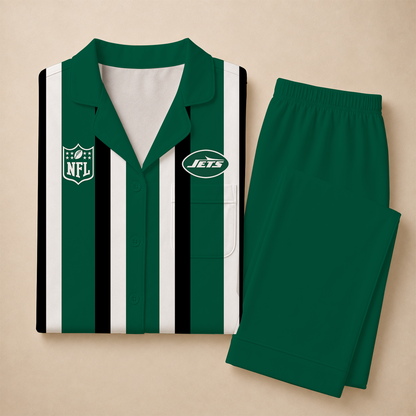 [SPECIAL OFFER] NEW CUSTOMIZED NFL25 NYJ NEW YORK JETS SHORT SLEEVE & LONG PANTS PAJAMAS SET