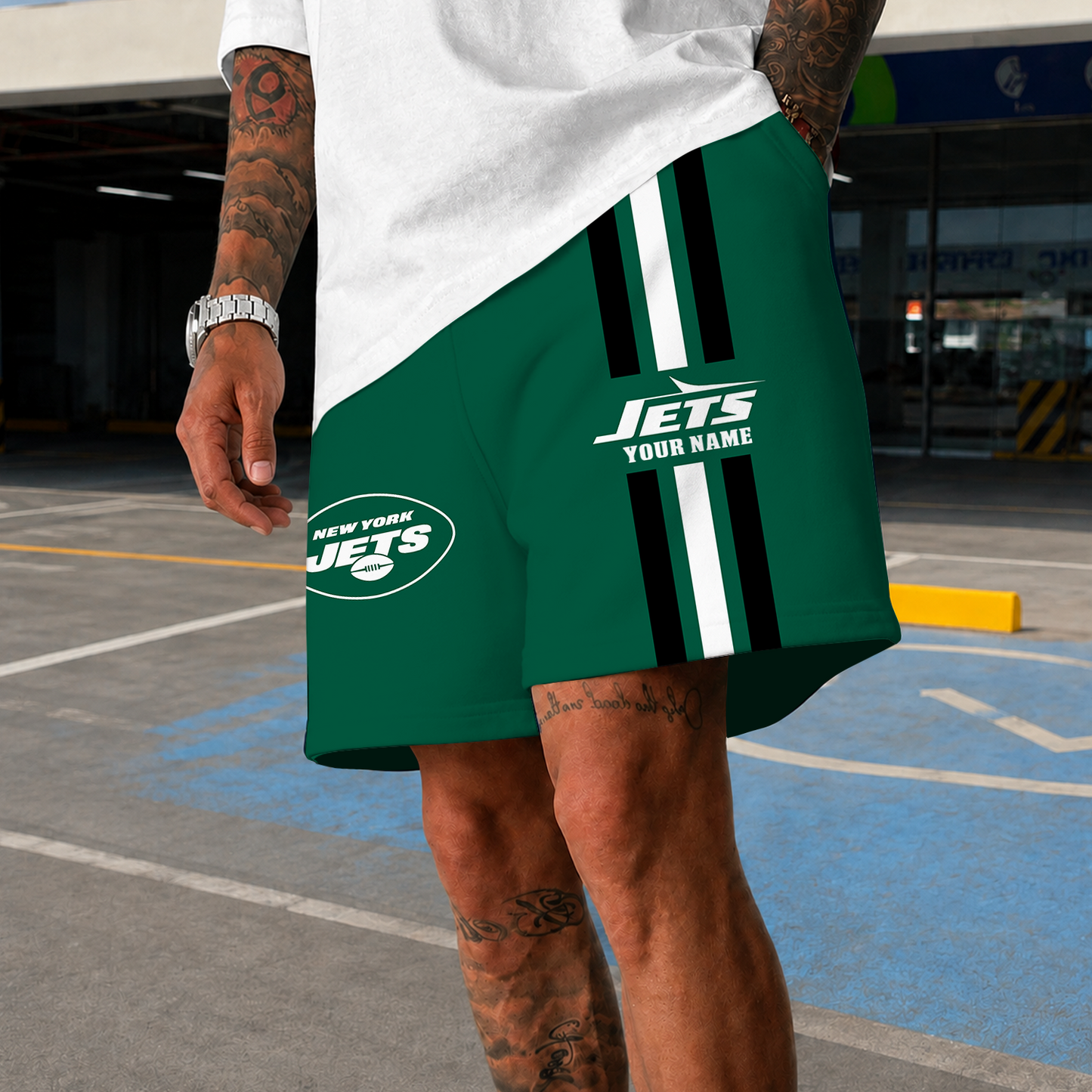 [SPECIAL OFFER] NEW CUSTOMIZED NFL25 NYJ NEW YORK JETS SHORT PANTS