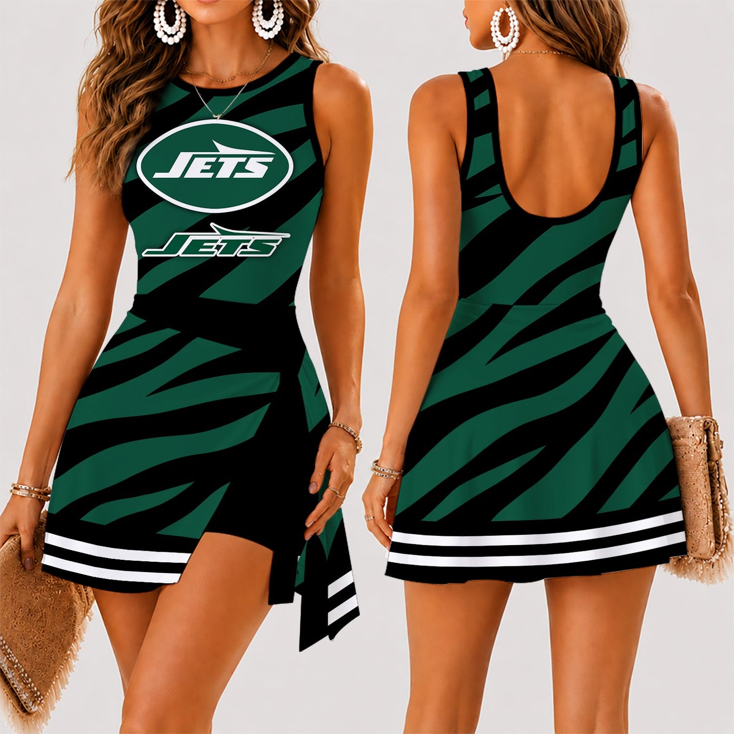 [SPECIAL OFFER] NEW CUSTOMIZED NFL25 NYJ NEW YORK JETS WOMEN'S SUMMER SKORT DRESS