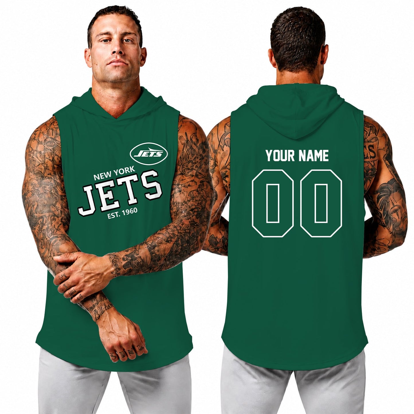[SPECIAL OFFER] NEW CUSTOMIZED NFL25 NYJ NEW YORK JETS HOODED TANK TOP