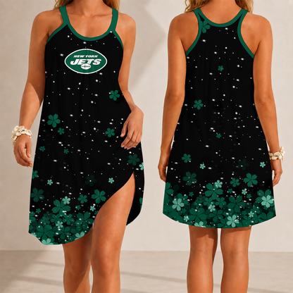 [SPECIAL OFFER] NEW CUSTOMIZED NFL25 NYJ NEW YORK JETS CAMISOLE DRESS