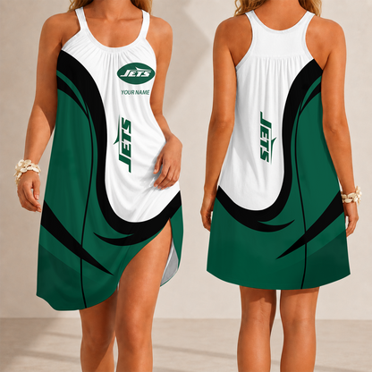 [SPECIAL OFFER] NEW CUSTOMIZED NFL25 NYJ NEW YORK JETS CAMISOLE DRESS