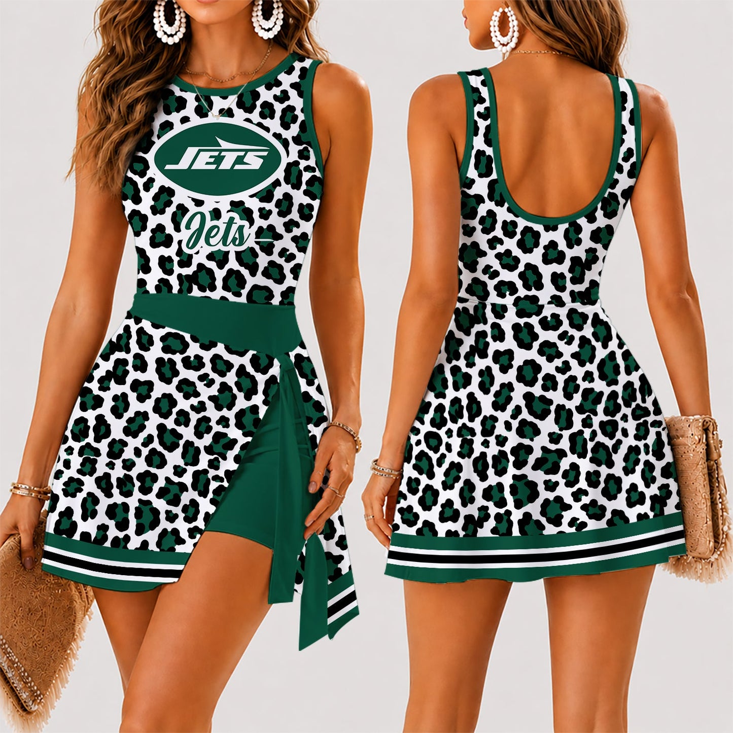[SPECIAL OFFER] NEW CUSTOMIZED NFL25 NYJ NEW YORK JETS WOMEN'S SUMMER SKORT DRESS