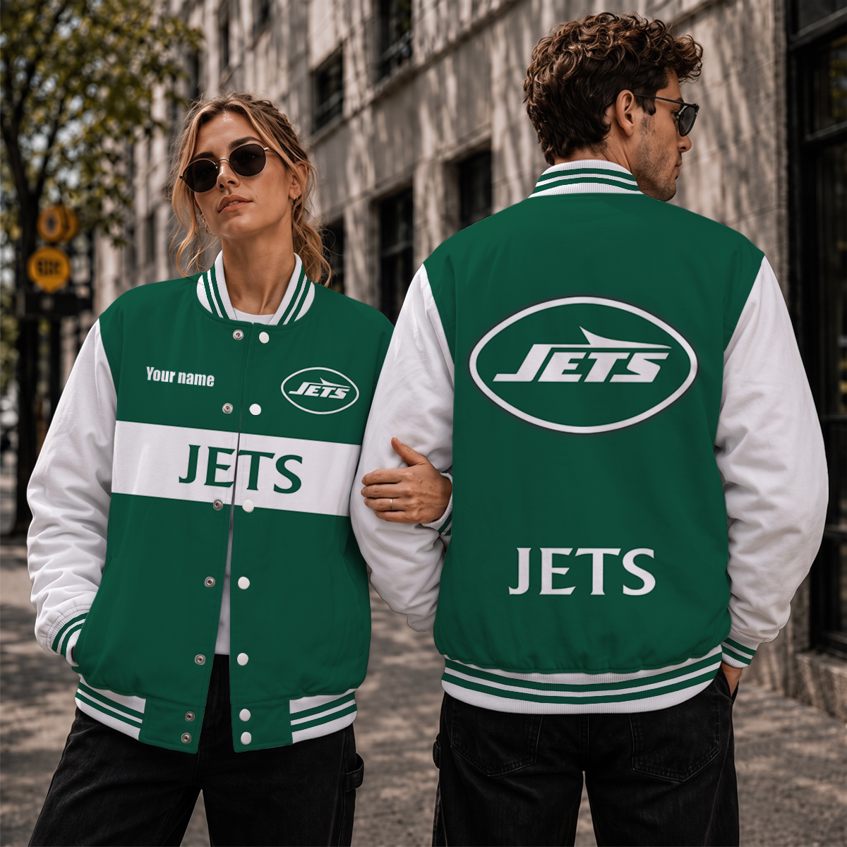 [SPECIAL OFFER] NEW CUSTOMIZED NFL25 NYJ NEW YORK JETS SATIN VARSITY & BASEBALL JACKET