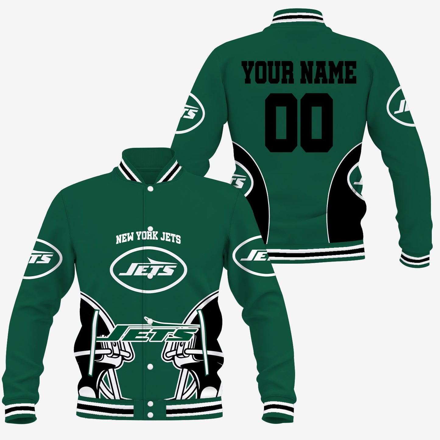 [SPECIAL OFFER] NEW CUSTOMIZED NFL25 NYJ NEW YORK JETS SATIN VARSITY & BASEBALL JACKET