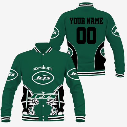 [SPECIAL OFFER] NEW CUSTOMIZED NFL25 NYJ NEW YORK JETS SATIN VARSITY & BASEBALL JACKET