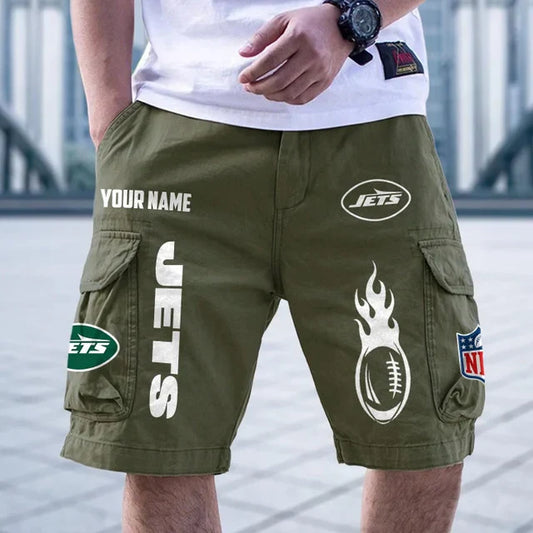 [SPECIAL OFFER] NEW CUSTOMIZED NFL25 NYJ NEW YORK JETS CARGO SHORTS