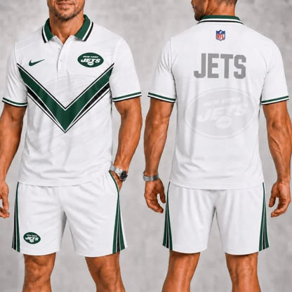 [SPECIAL OFFER] NEW CUSTOMIZED NFL25 NYJ NEW YORK JETS POLO SHIRT & SHORT PANTS