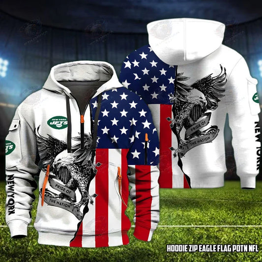 [SPECIAL OFFER] NEW CUSTOMIZED NFL25 NYJ NEW YORK JETS QUARTER ZIP HOODIE