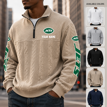 [SPECIAL OFFER] NEW CUSTOMIZED NFL25 NYJ NEW YORK JETS MULTICOLOR QUARTER-ZIP SWEATSHIRT
