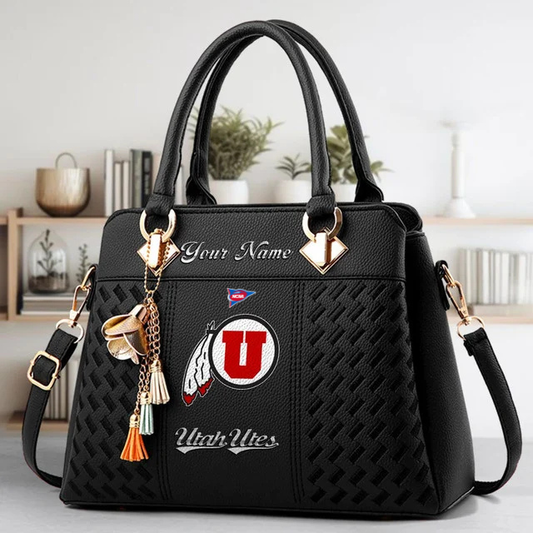 LIMITED EDITION - NEW CUSTOMIZED FBS NCAA25 UTU UT UTES ZIP HANDBAG MULTICOLOR