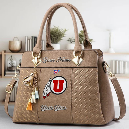 LIMITED EDITION - NEW CUSTOMIZED FBS NCAA25 UTU UT UTES ZIP HANDBAG MULTICOLOR
