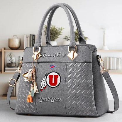 LIMITED EDITION - NEW CUSTOMIZED FBS NCAA25 UTU UT UTES ZIP HANDBAG MULTICOLOR