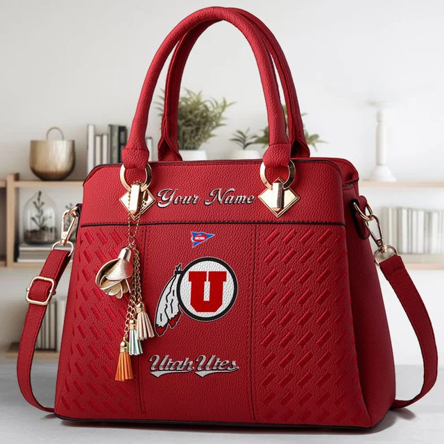LIMITED EDITION - NEW CUSTOMIZED FBS NCAA25 UTU UT UTES ZIP HANDBAG MULTICOLOR
