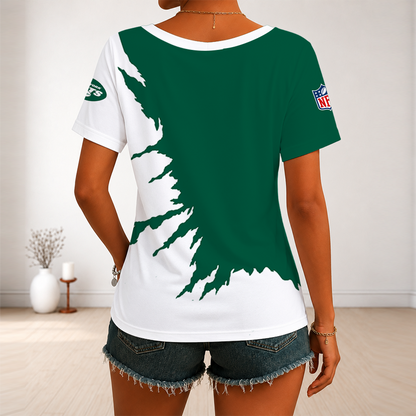 [SPECIAL OFFER] NEW CUSTOMIZED NFL25 NYJ NEW YORK JETS V-NECK FEMALE SHIRT
