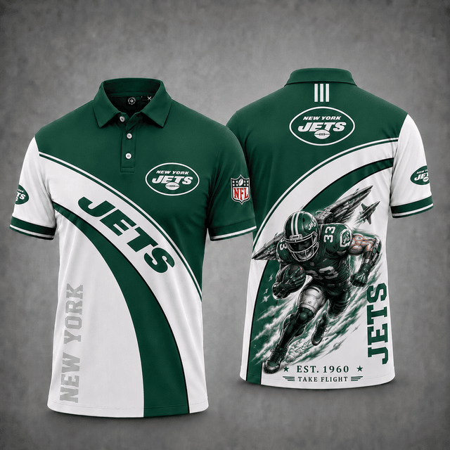 [SPECIAL OFFER] NEW CUSTOMIZED NFL25 NYJ NEW YORK JETS POLO SHIRT