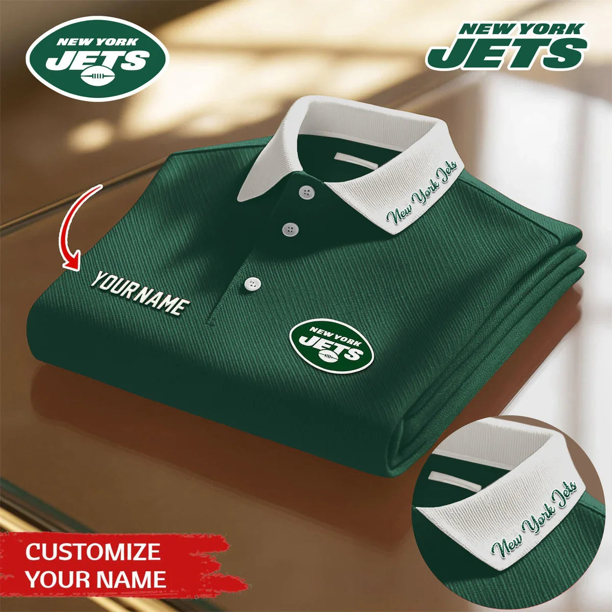 [SPECIAL OFFER] NEW CUSTOMIZED NFL25 NYJ NEW YORK JETS POLO SHIRT