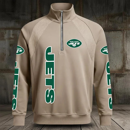 [SPECIAL OFFER] NEW CUSTOMIZED NFL25 NYJ NEW YORK JETS MEN'S MULTICOLOR QUARTER-ZIP PULLOVER