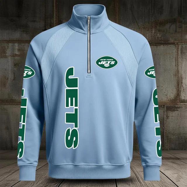 [SPECIAL OFFER] NEW CUSTOMIZED NFL25 NYJ NEW YORK JETS MEN'S MULTICOLOR QUARTER-ZIP PULLOVER