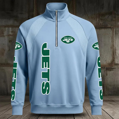 [SPECIAL OFFER] NEW CUSTOMIZED NFL25 NYJ NEW YORK JETS MEN'S MULTICOLOR QUARTER-ZIP PULLOVER