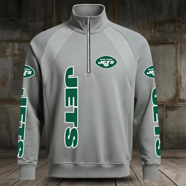 [SPECIAL OFFER] NEW CUSTOMIZED NFL25 NYJ NEW YORK JETS MEN'S MULTICOLOR QUARTER-ZIP PULLOVER