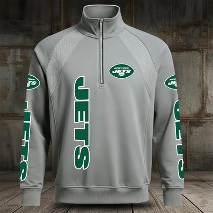 [SPECIAL OFFER] NEW CUSTOMIZED NFL25 NYJ NEW YORK JETS MEN'S MULTICOLOR QUARTER-ZIP PULLOVER