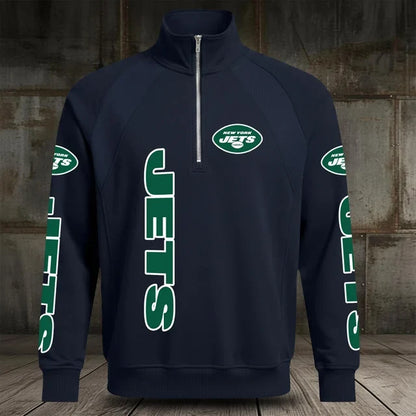 [SPECIAL OFFER] NEW CUSTOMIZED NFL25 NYJ NEW YORK JETS MEN'S MULTICOLOR QUARTER-ZIP PULLOVER