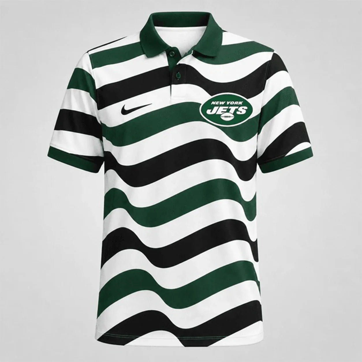 [SPECIAL OFFER] NEW CUSTOMIZED NFL25 NYJ NEW YORK JETS STRIPED POLO SHIRT