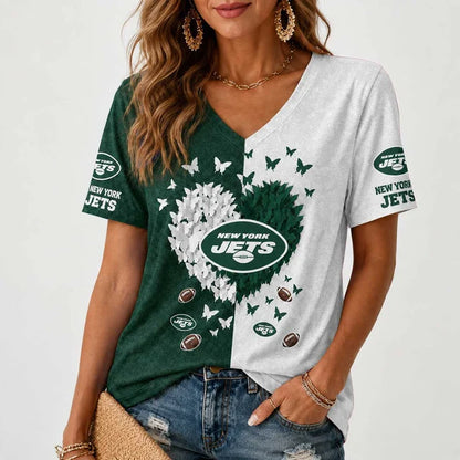 [SPECIAL OFFER] NEW CUSTOMIZED NFL25 NYJ NEW YORK JETS V-NECK FEMALE SHIRT