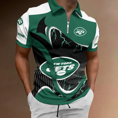 [SPECIAL OFFER] NEW CUSTOMIZED NFL25 NYJ NEW YORK JETS ZIP POLO SHIRT