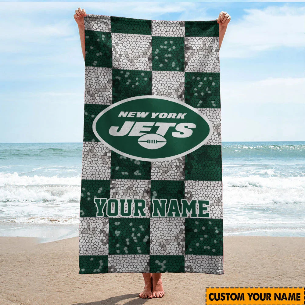 [SPECIAL OFFER] NEW CUSTOMIZED NFL25 NYJ NEW YORK JETS BEACH TOWEL