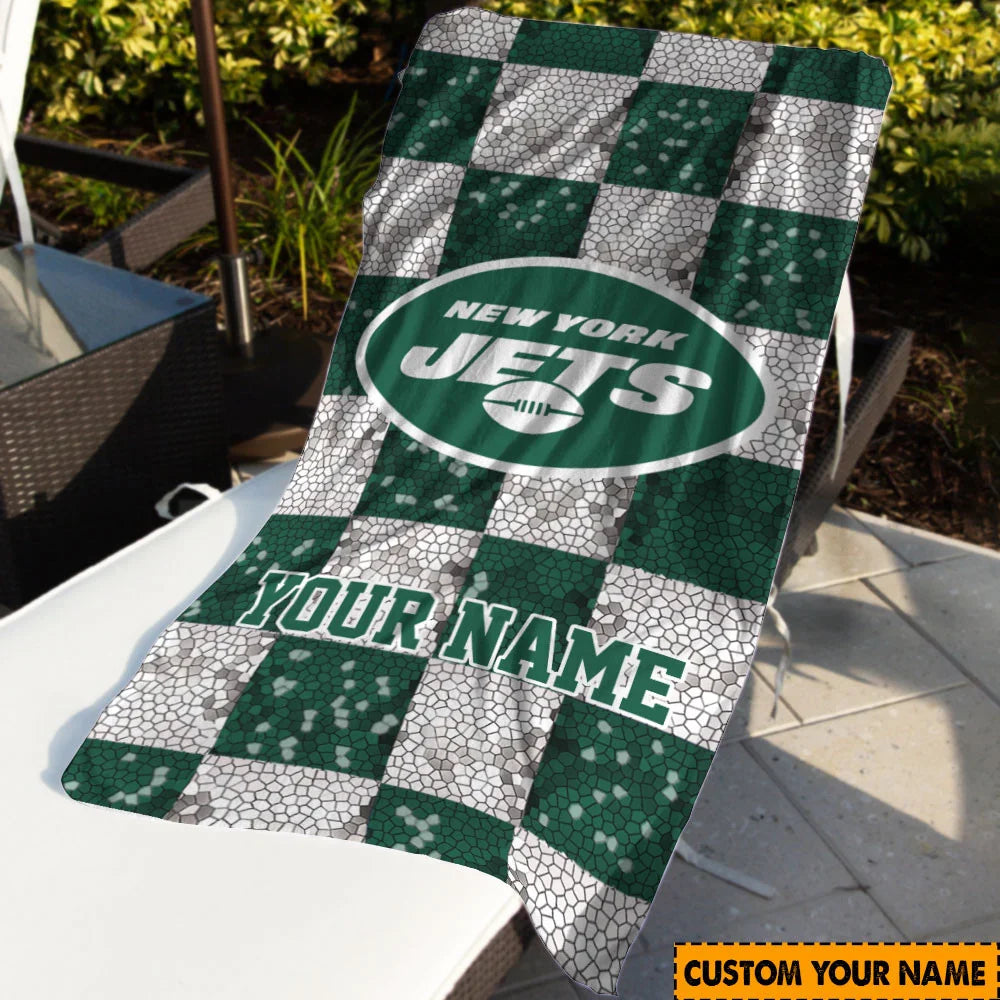 [SPECIAL OFFER] NEW CUSTOMIZED NFL25 NYJ NEW YORK JETS BEACH TOWEL