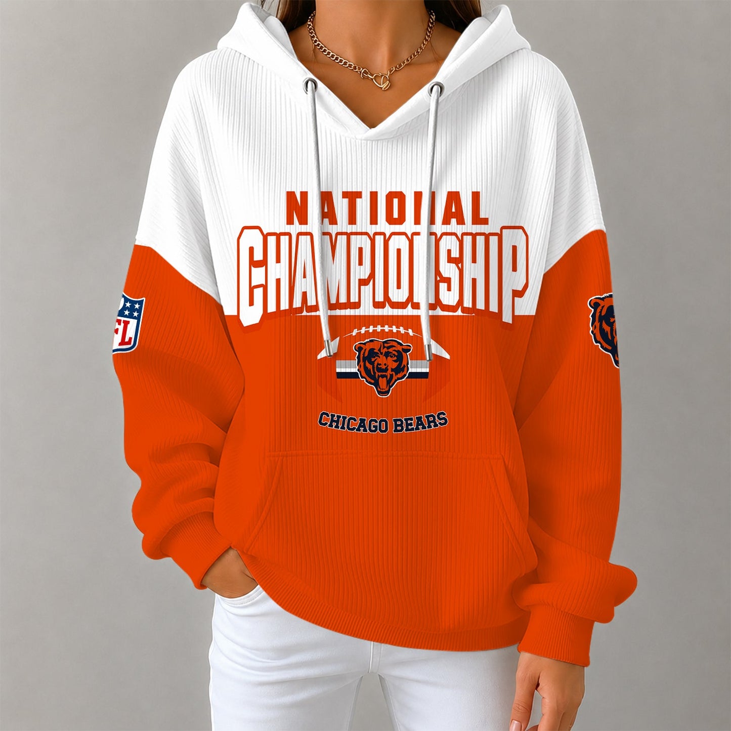 [SPECIAL OFFER] NEW CUSTOMIZED NFL26 CCB CHICAGO BEARS RIBBED HOODIE & SWEATSHIRT