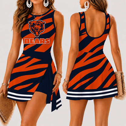 [SPECIAL OFFER] NEW CUSTOMIZED NFL26 CCB CHICAGO BEARS WOMEN'S SUMMER SKORT DRESS