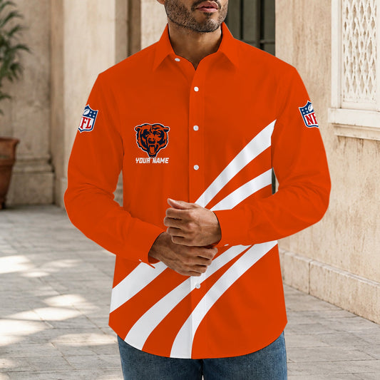[SPECIAL OFFER] NEW CUSTOMIZED NFL26 CCB CHICAGO BEARS MEN'S LONG SLEEVE BUTTON-UP SHIRT