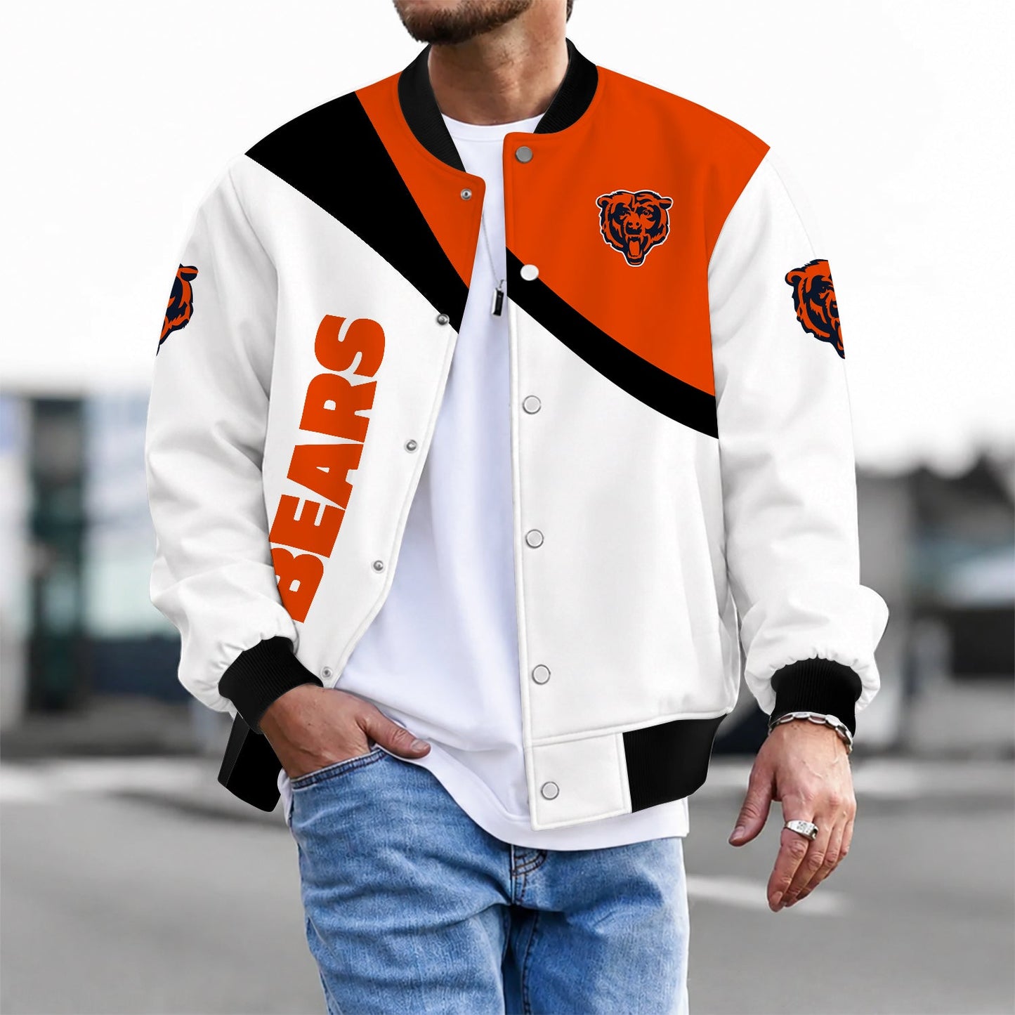 [SPECIAL OFFER] NEW CUSTOMIZED NFL26 CCB CHICAGO BEARS SATIN VARSITY & BASEBALL JACKET