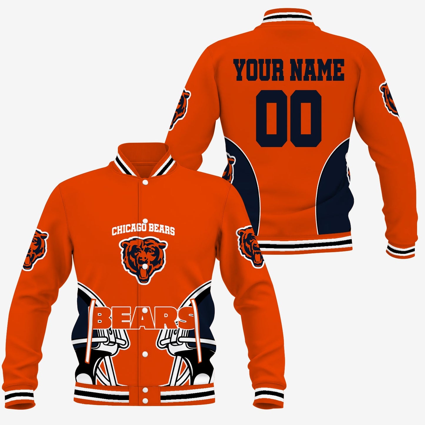 [SPECIAL OFFER] NEW CUSTOMIZED NFL26 CCB CHICAGO BEARS SATIN VARSITY & BASEBALL JACKET